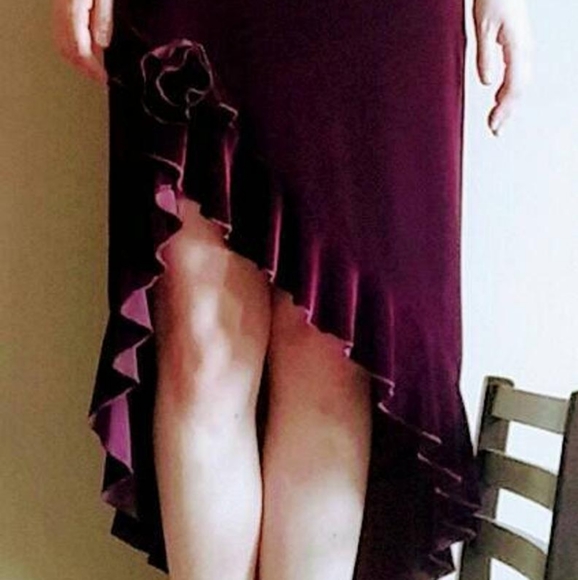 Vintage 1930's Inspired Red Wine Velvet Bias Dress - Picture 3 of 16